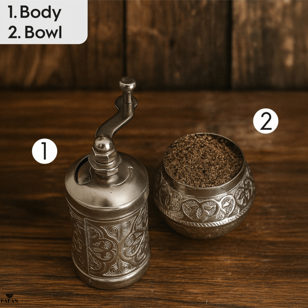 Hakan - Copper Black Pepper Grinder, Refillable Spice Mill, 4.3 in - Antique Gold
