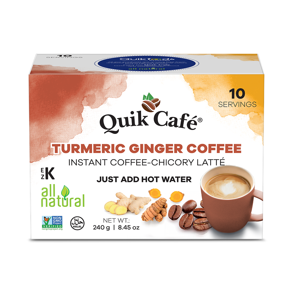 Quik Tea - Quik Café Tumeric Ginger Coffee Latte - 10 Count