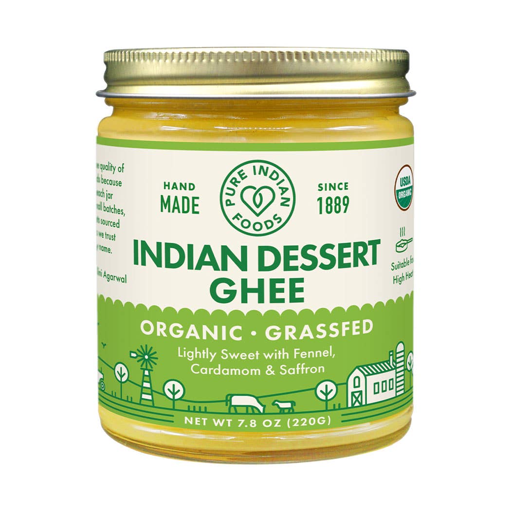Pure Indian Foods - Indian Dessert Ghee, Grassfed and Certified Organic 7.8oz