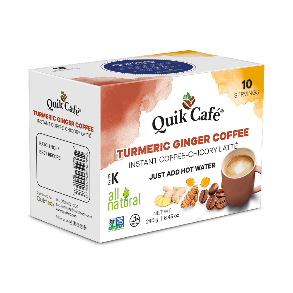 Quik Tea - Quik Café Tumeric Ginger Coffee Latte - 10 Count