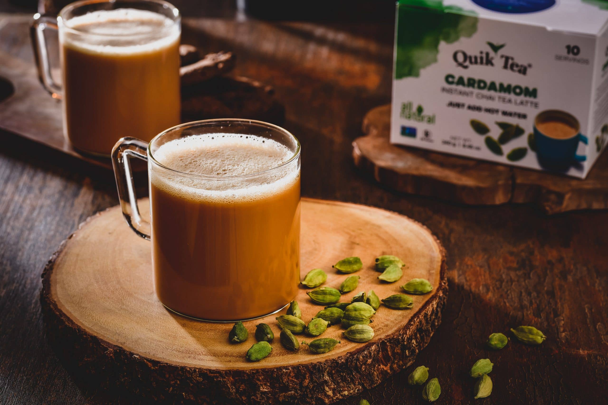 Quik Tea - Unsweetened Cardamom Chai Tea Latte - 10 Count