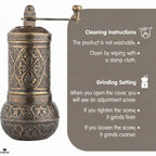 Hakan - Copper Black Pepper Grinder, Refillable Spice Mill, 4.3 in - Copper