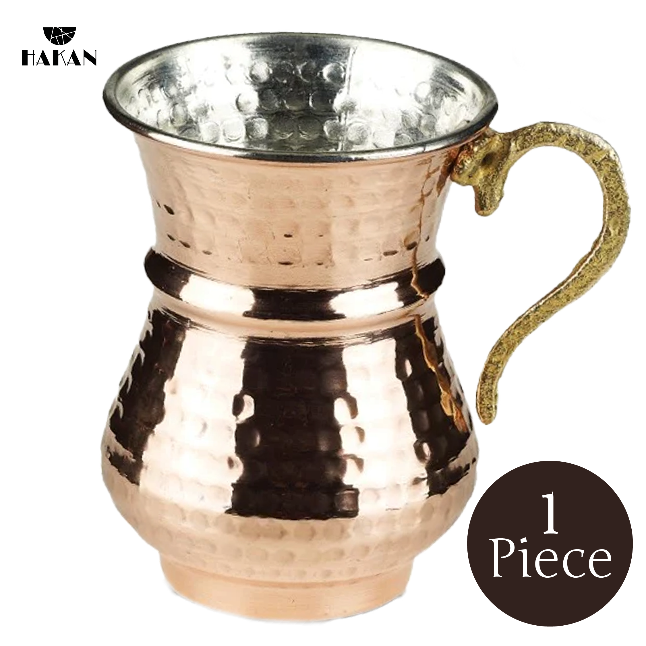 Hakan - Handmade Hammered Copper Ayran Mug, 1 piece, 8.4 oz