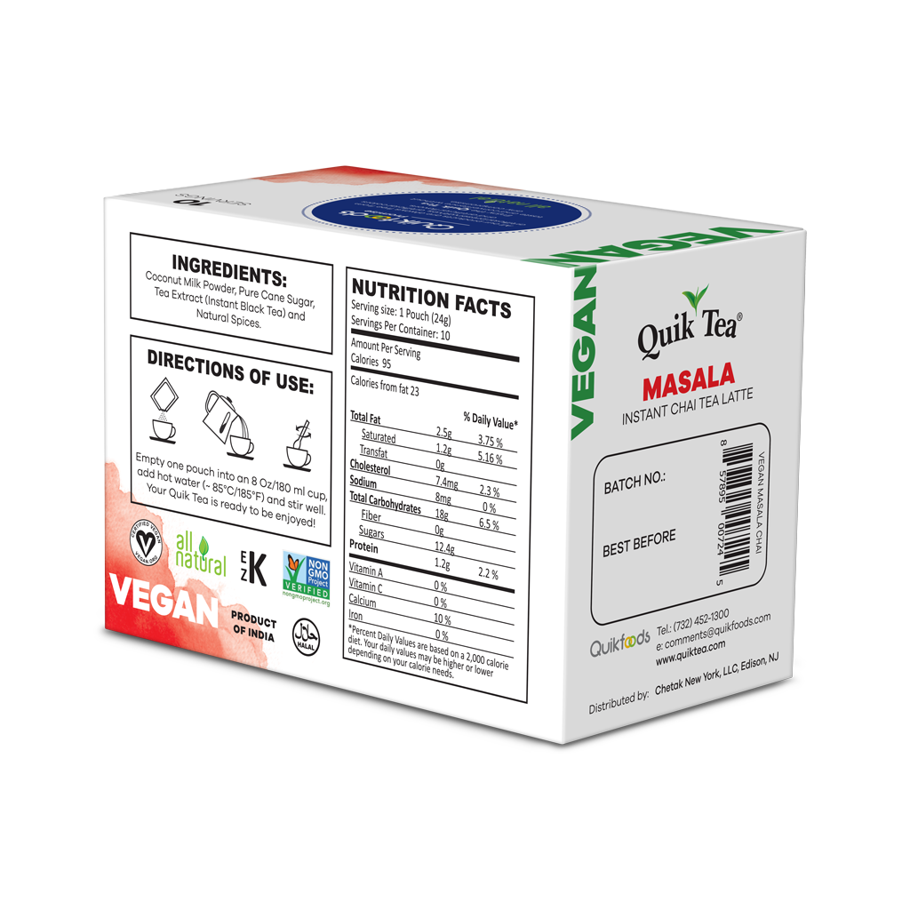 Quik Tea - Vegan Masala Chai Tea Latte - 10 Count