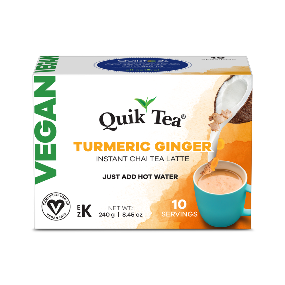 Quik Tea - Vegan Turmeric Ginger Chai Tea Latte - 10 Count