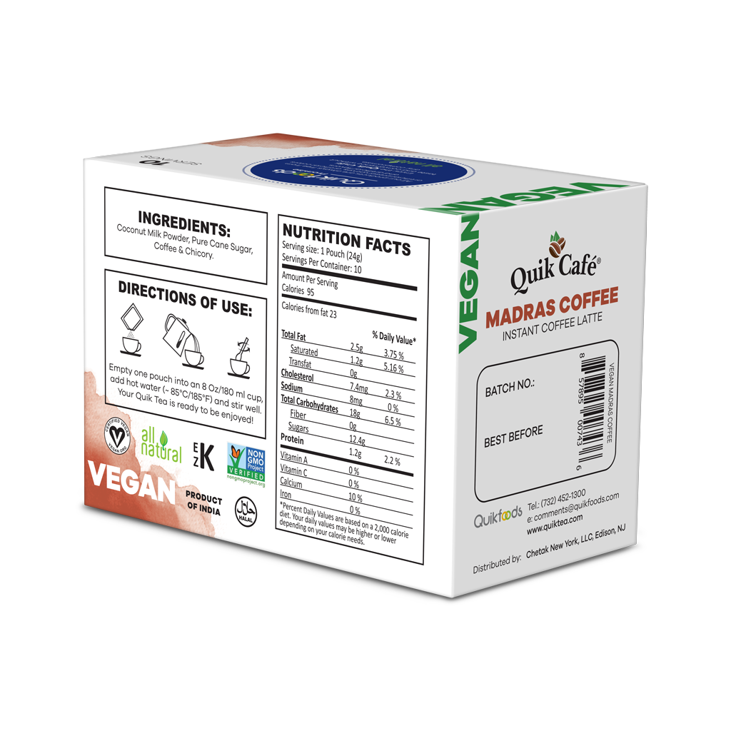 Quik Tea - Vegan Madras Coffee - 10 Count