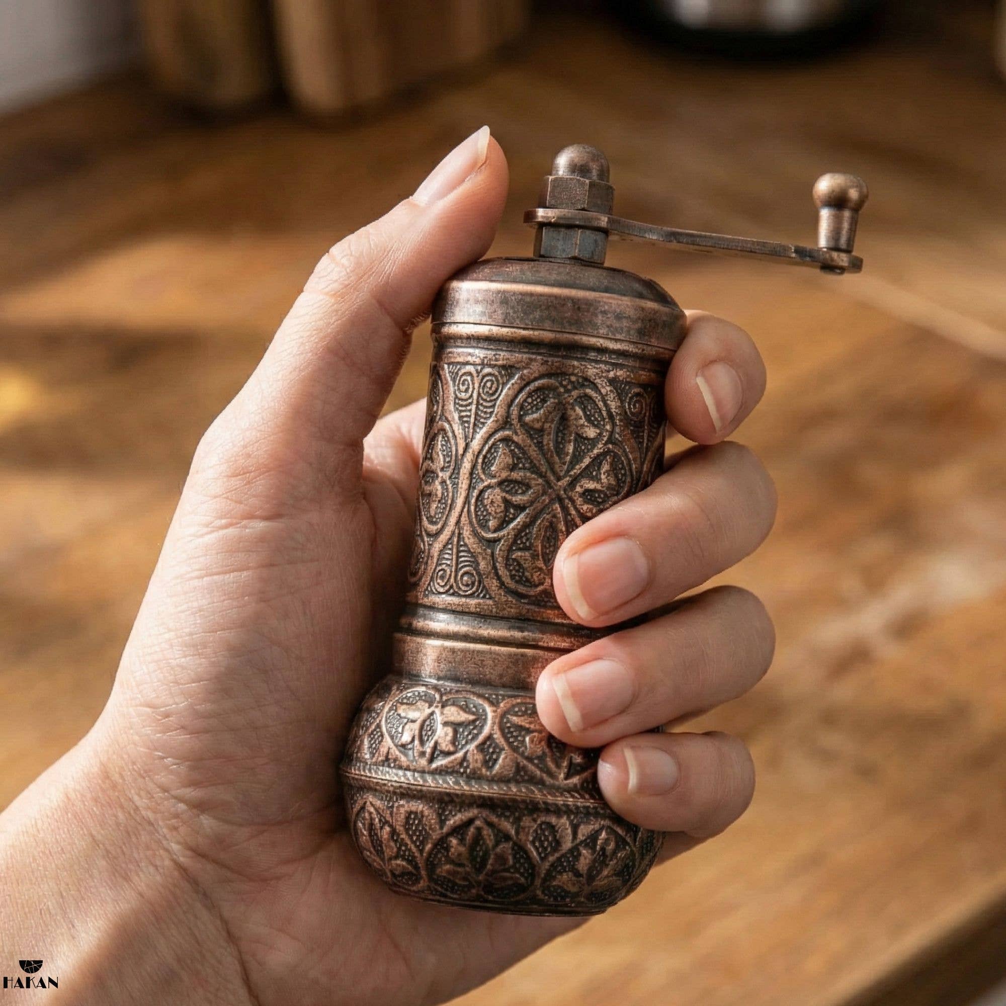 Hakan - Copper Black Pepper Grinder, Refillable Spice Mill, 4.3 in - Copper
