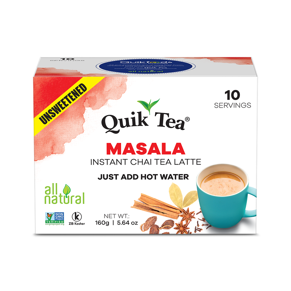 Quik Tea - Unsweetened Masala Chai Tea Latte – 10 Count