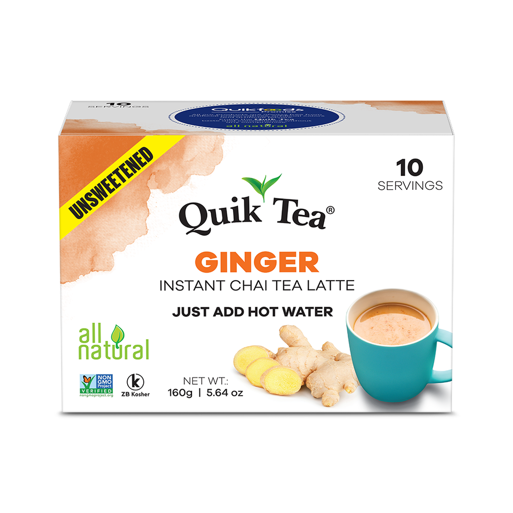 Quik Tea - Unsweetened Ginger Chai Tea Latte – 10 Count