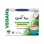 Quik Tea - Vegan Unsweetened Cardamom Chai Tea Latte - 10 Count