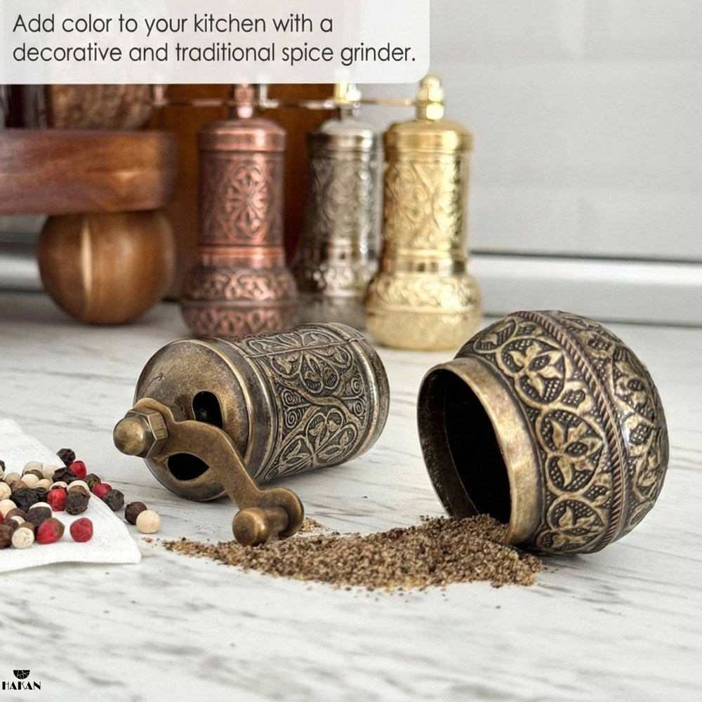 Hakan - Copper Black Pepper Grinder, Refillable Spice Mill, 4.3 in - Copper