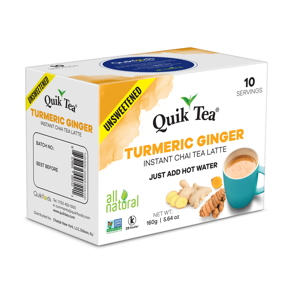 Quic Tea Quik Tea - Unsweetened Turmeric Ginger Chai Tea Latte - 10 Count ...