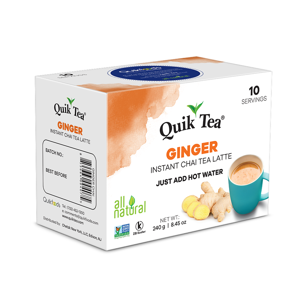 Quik Tea - Unsweetened Ginger Chai Tea Latte – 10 Count