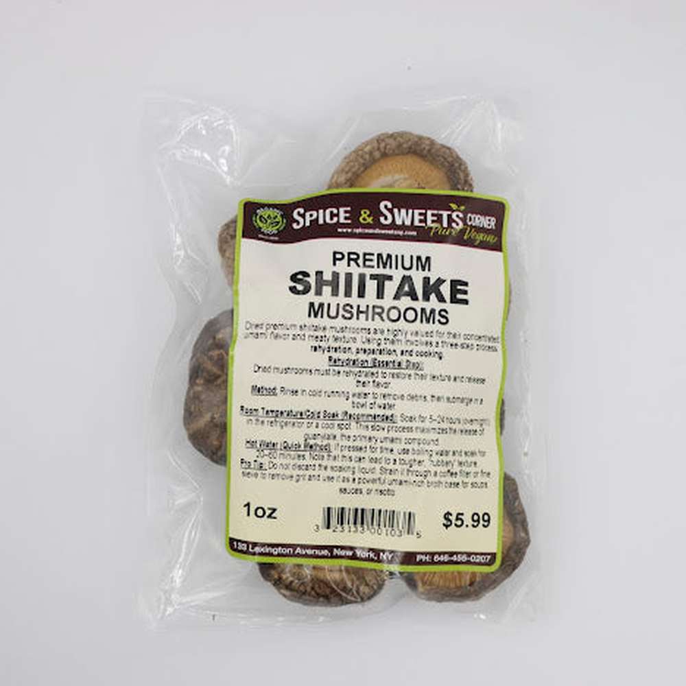 Shitake Label PREMIUM SHITAKE MUSHROOMS – SPICE AND SWEETS CORNER