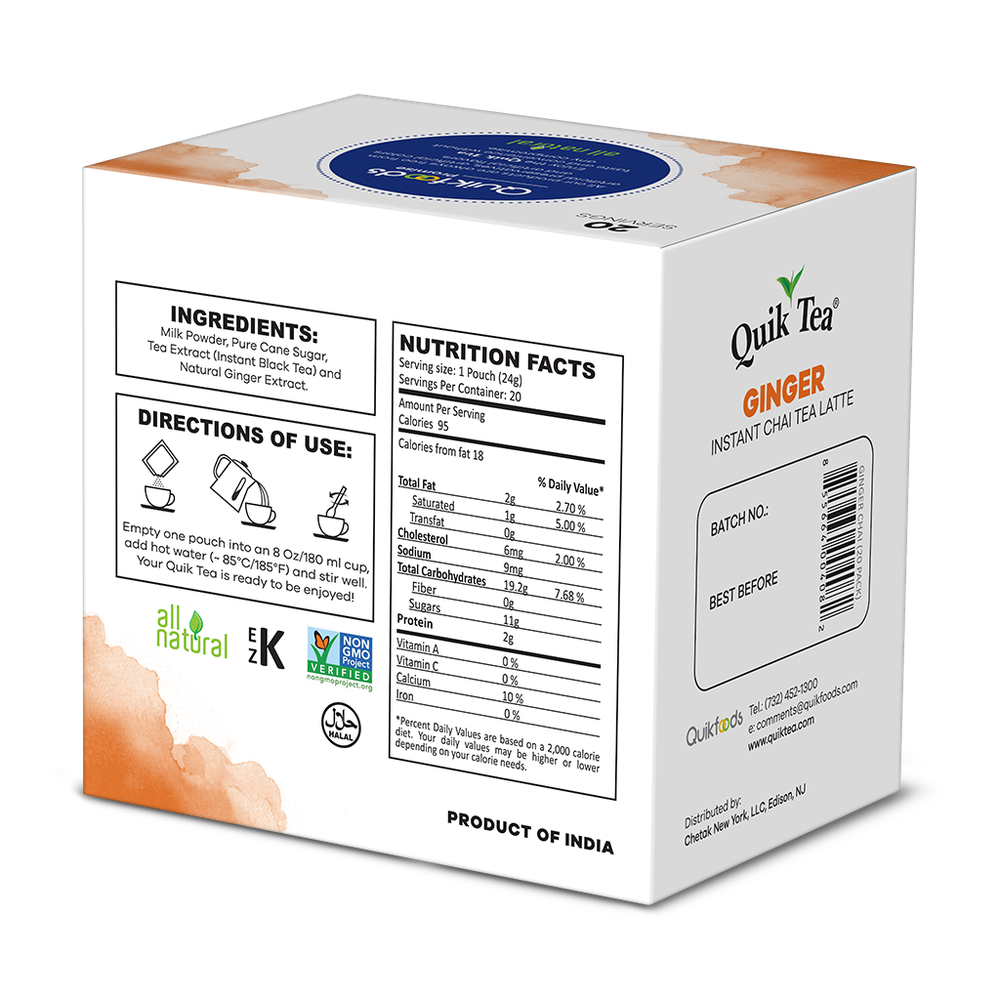 Quik Tea - Ginger Chai Tea Latte – 20 Count