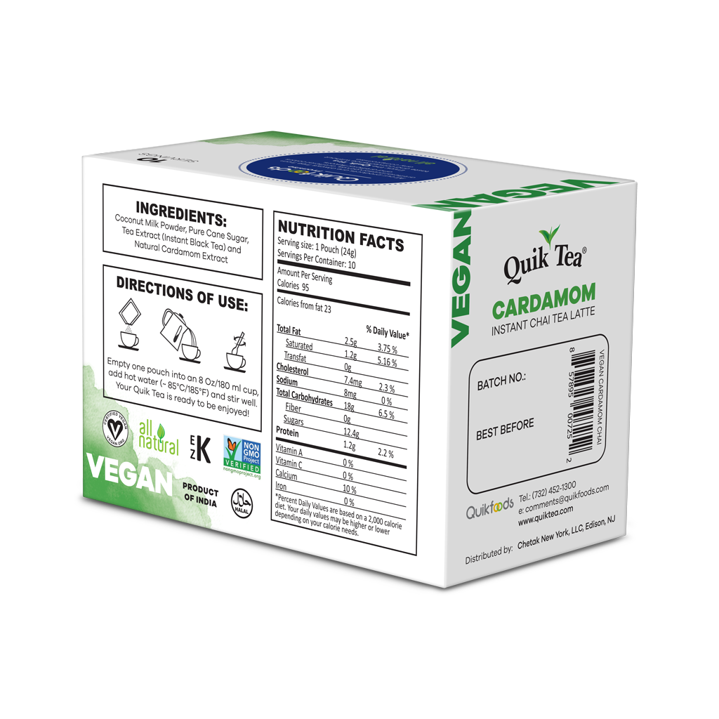 Quik Tea - Vegan Cardamom Chai Tea Latte - 10 Count