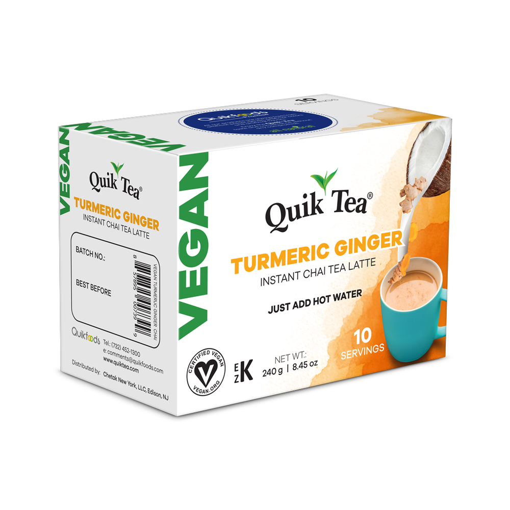 Quik Tea - Vegan Turmeric Ginger Chai Tea Latte - 10 Count