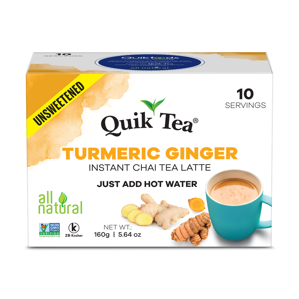 Quik Tea - Unsweetened Turmeric Ginger Chai Tea Latte - 10 Count