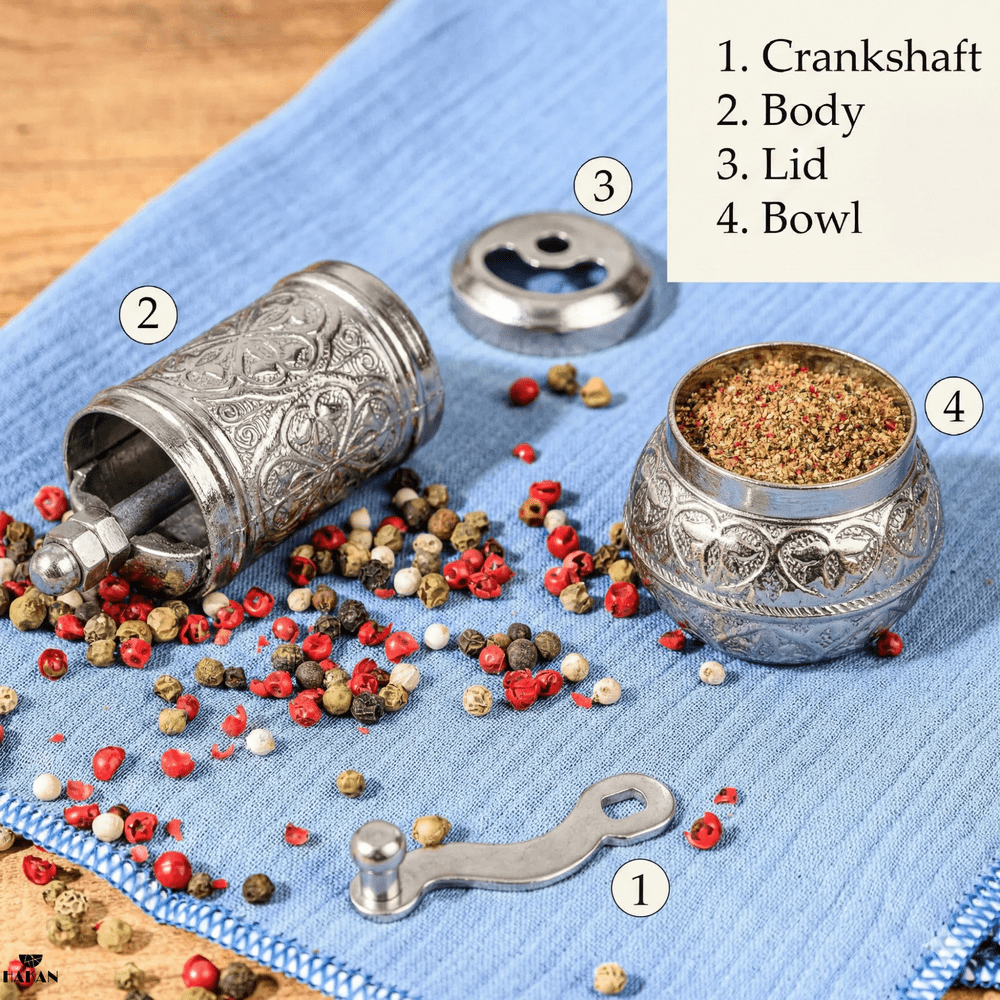 Hakan - Copper Black Pepper Grinder, Refillable Spice Mill, 4.3 in - Copper