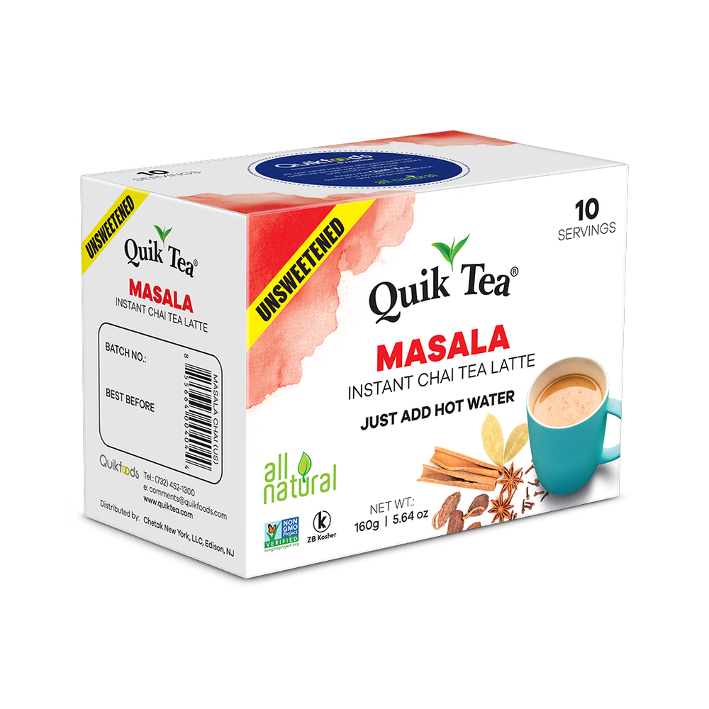 Quik Tea - Unsweetened Masala Chai Tea Latte – 10 Count